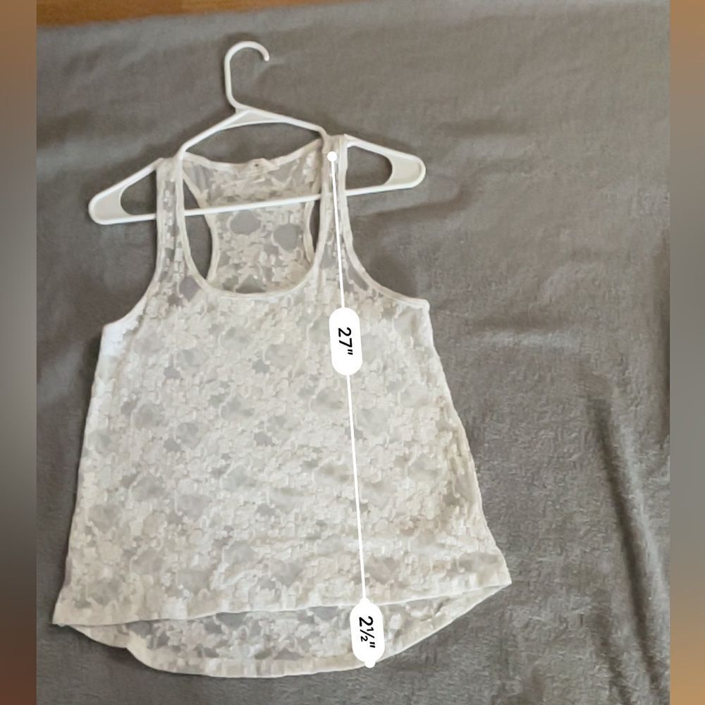 Iris Basic white floral lace tank top size medium sleeveless cami camisole comfy - Picture 5 of 10